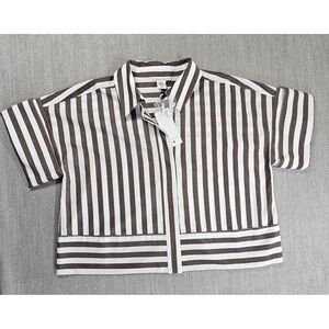 Christian Lacroix Women's Top Brown And White Striped Blouse